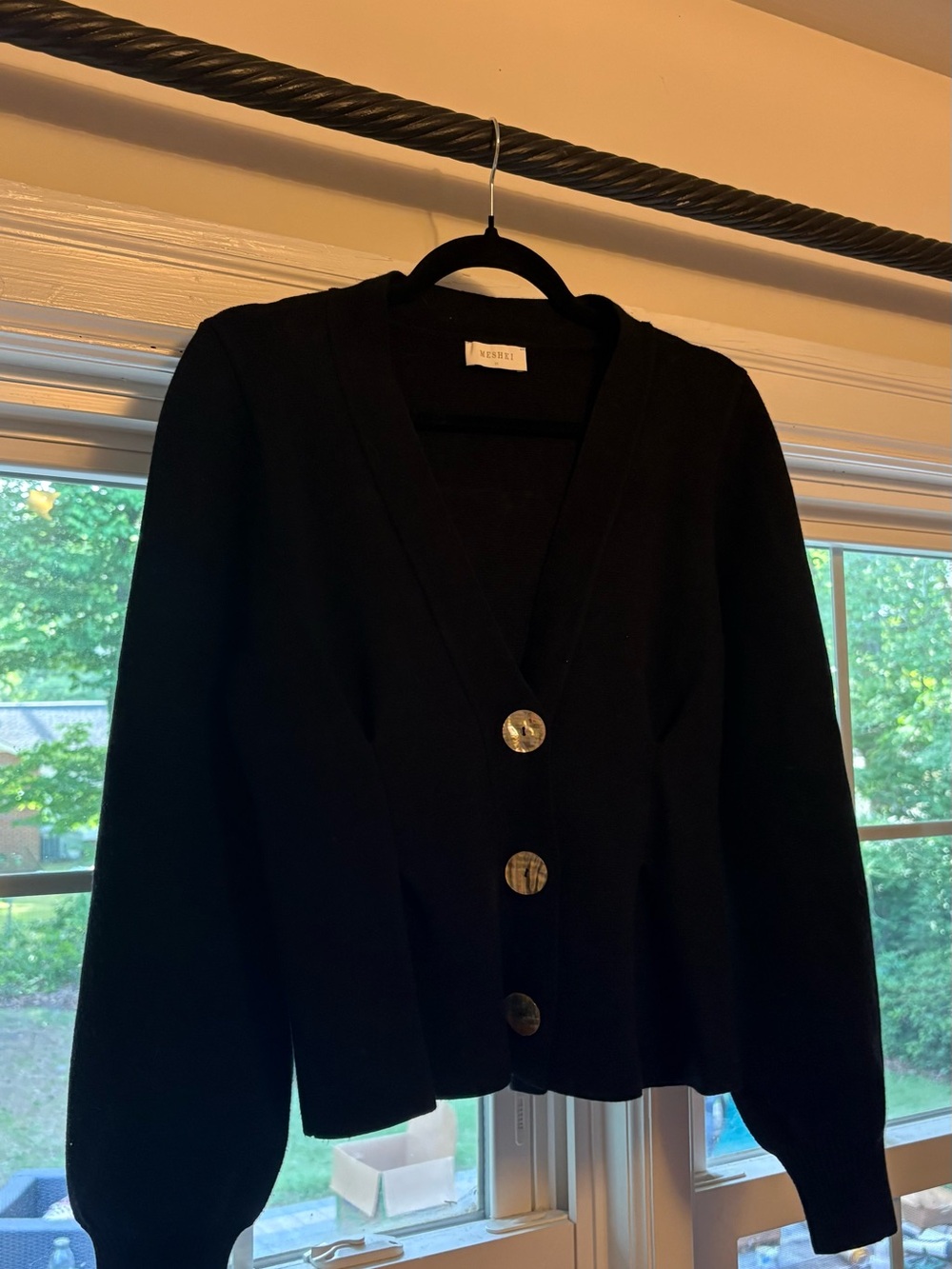 Meshki Statement Button Cardigan with Functional Buttons